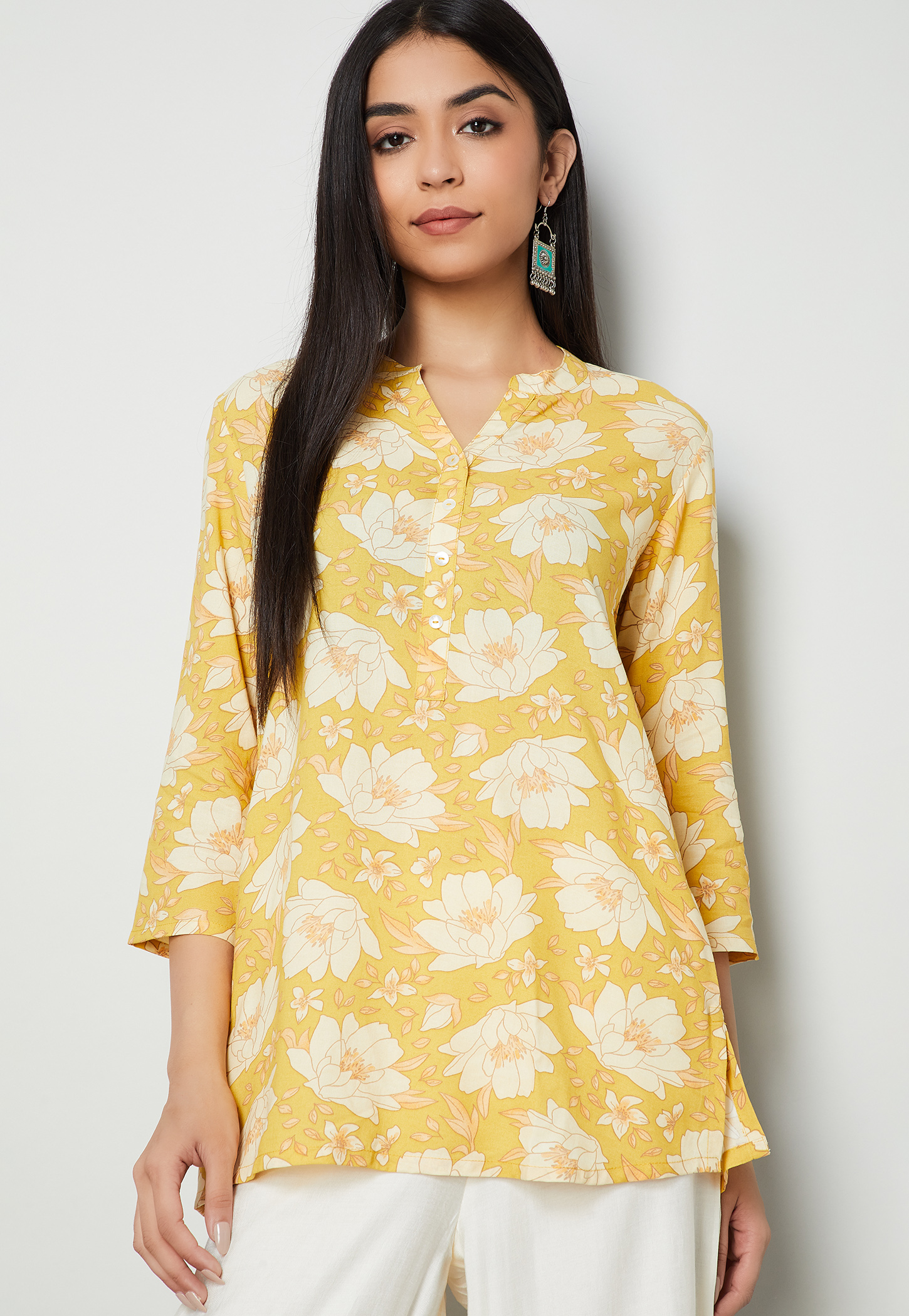 MELANGE Floral Print Straight Kurti-picture-39