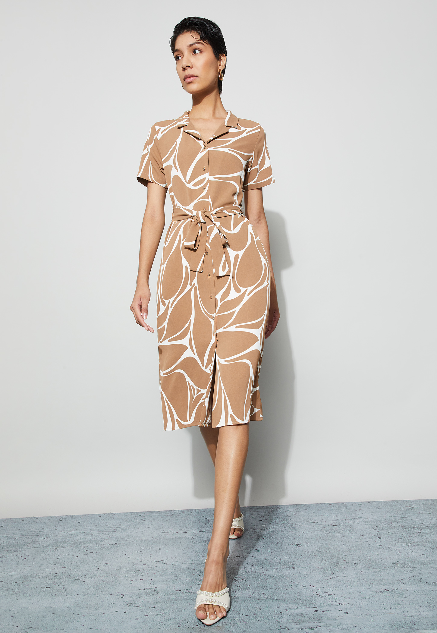 CODE CLASSIC Printed Shirt Dress with Belt-picture-29