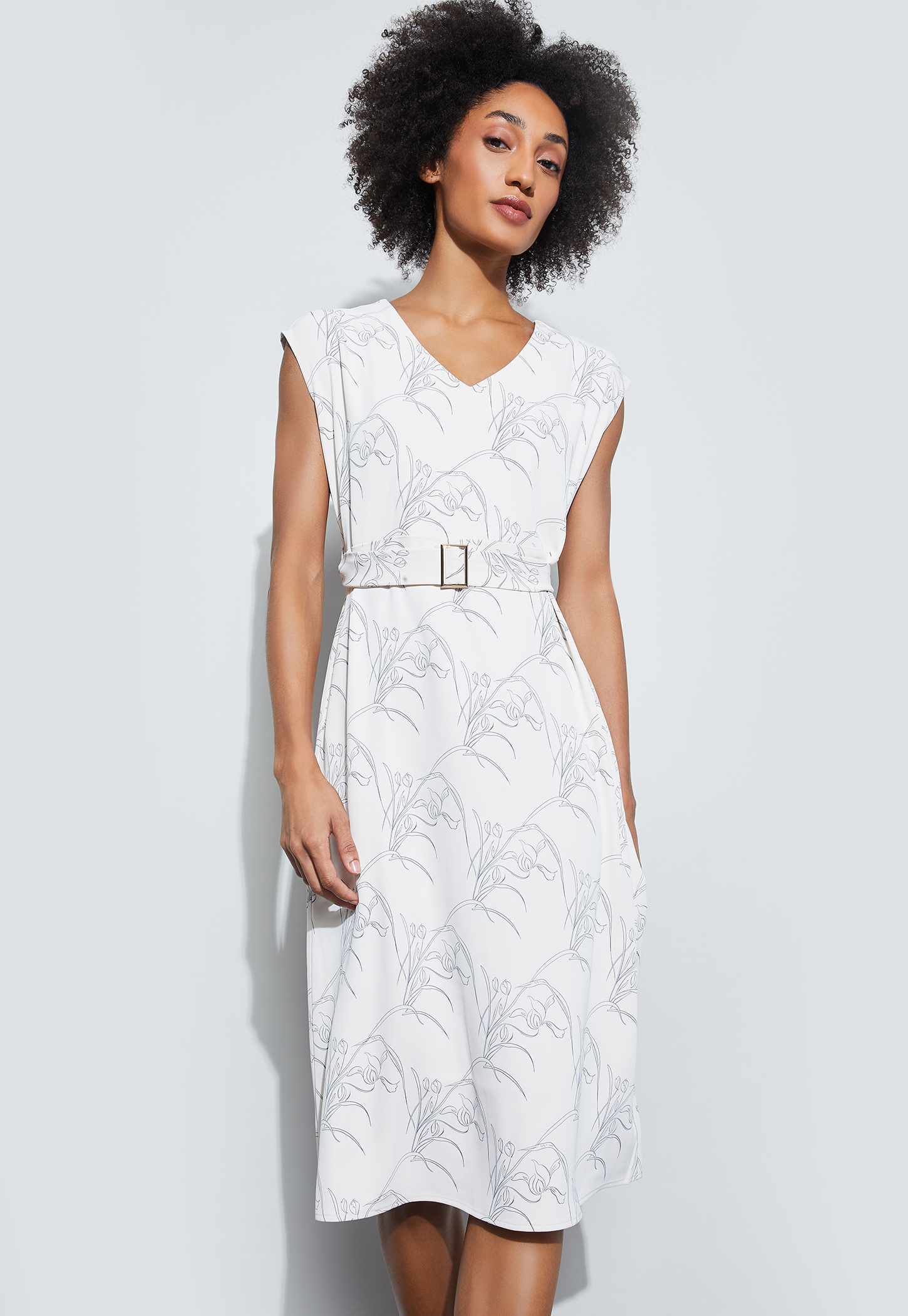 CODE CLASSIC Floral Print Shift Dress with Belt-picture-20