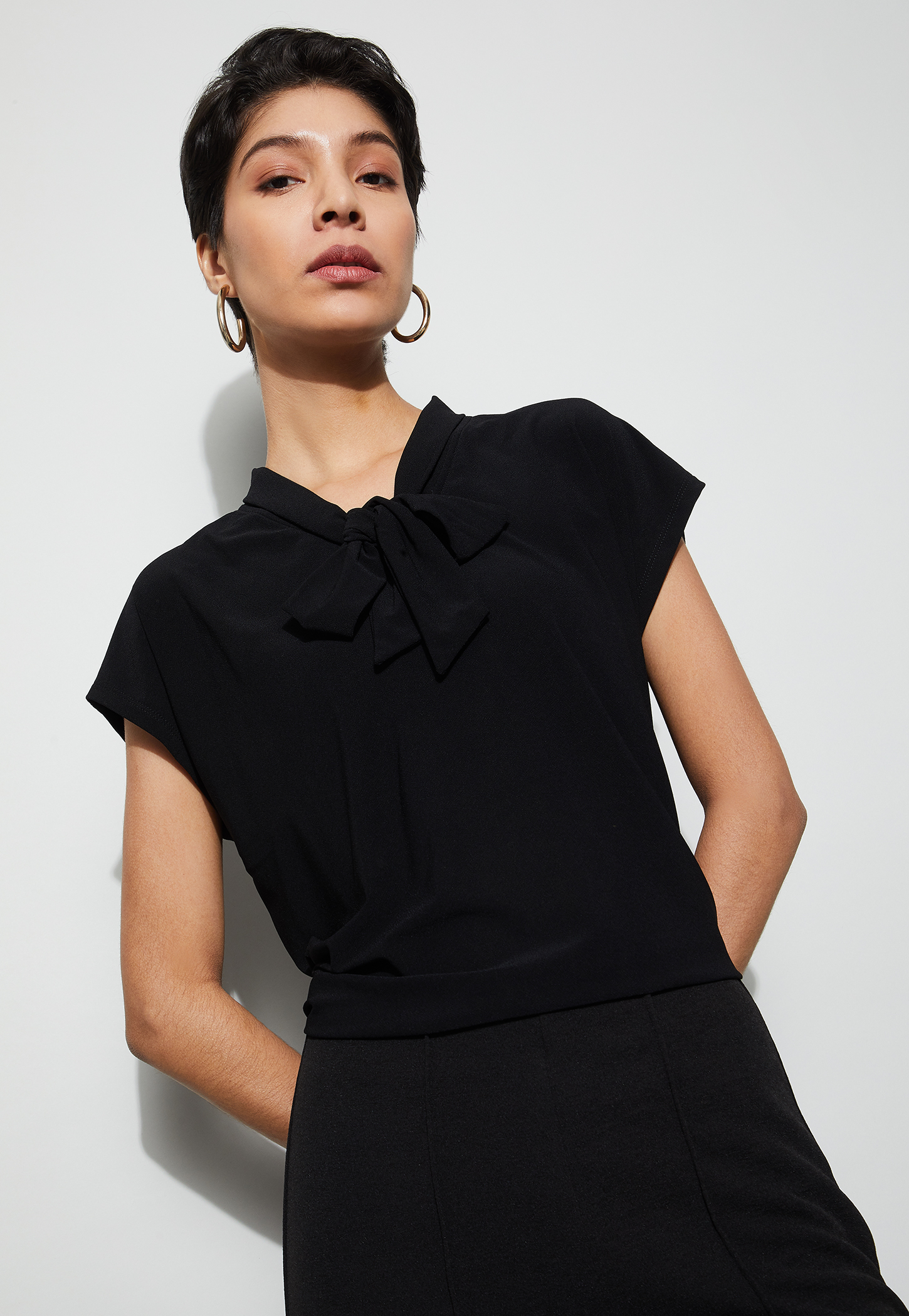 CODE CLASSIC Solid Tie-Up Neck Top-picture-11