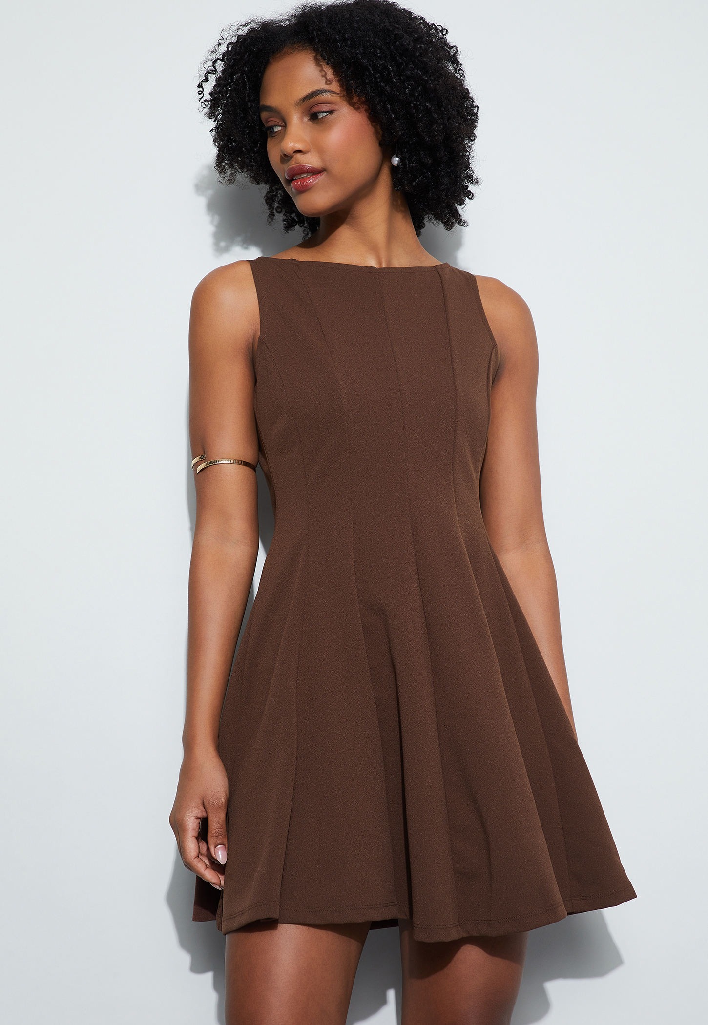 GINGER Solid Skater Dress-image-21