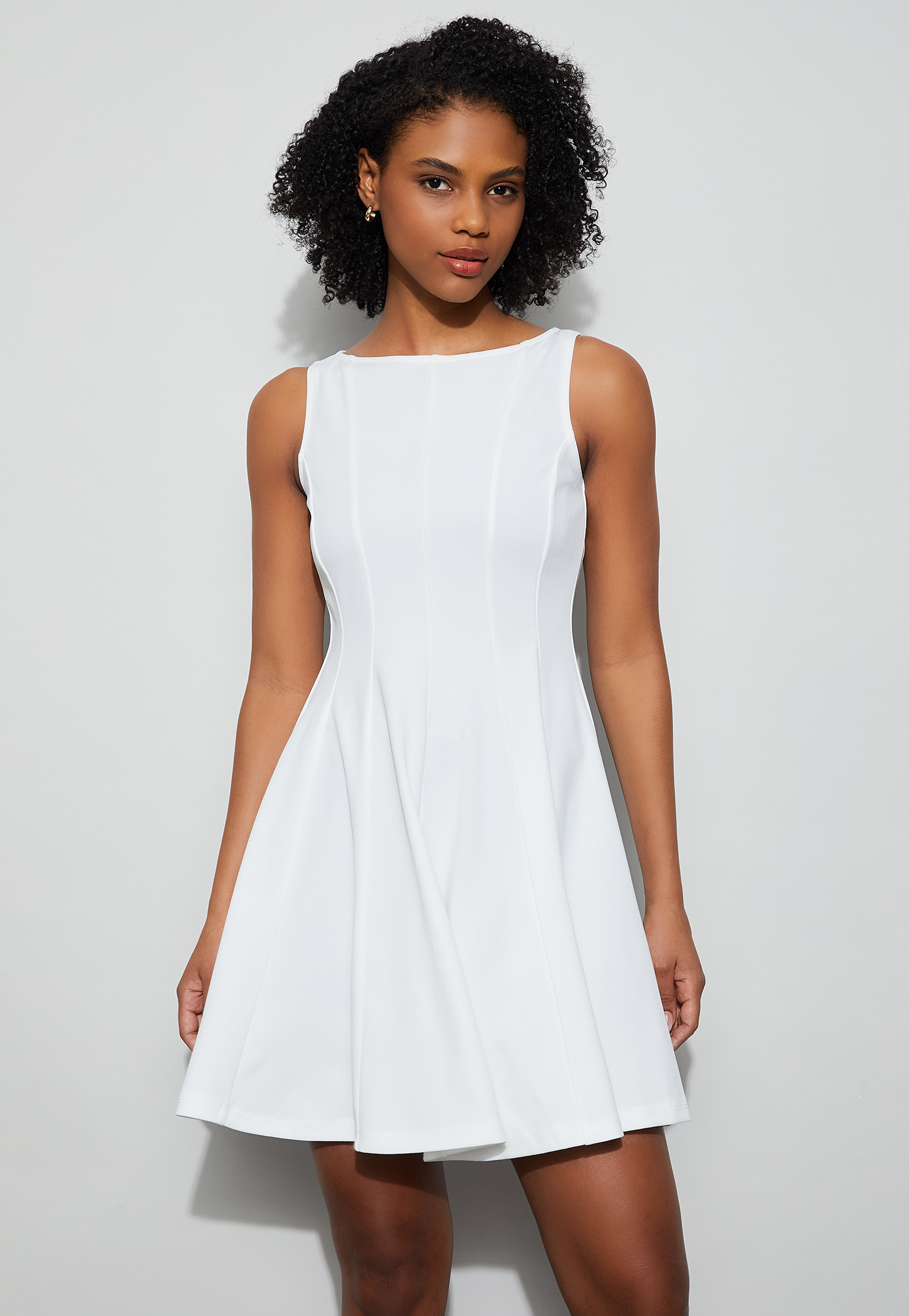 GINGER Solid Fit & Flare Mini Dress