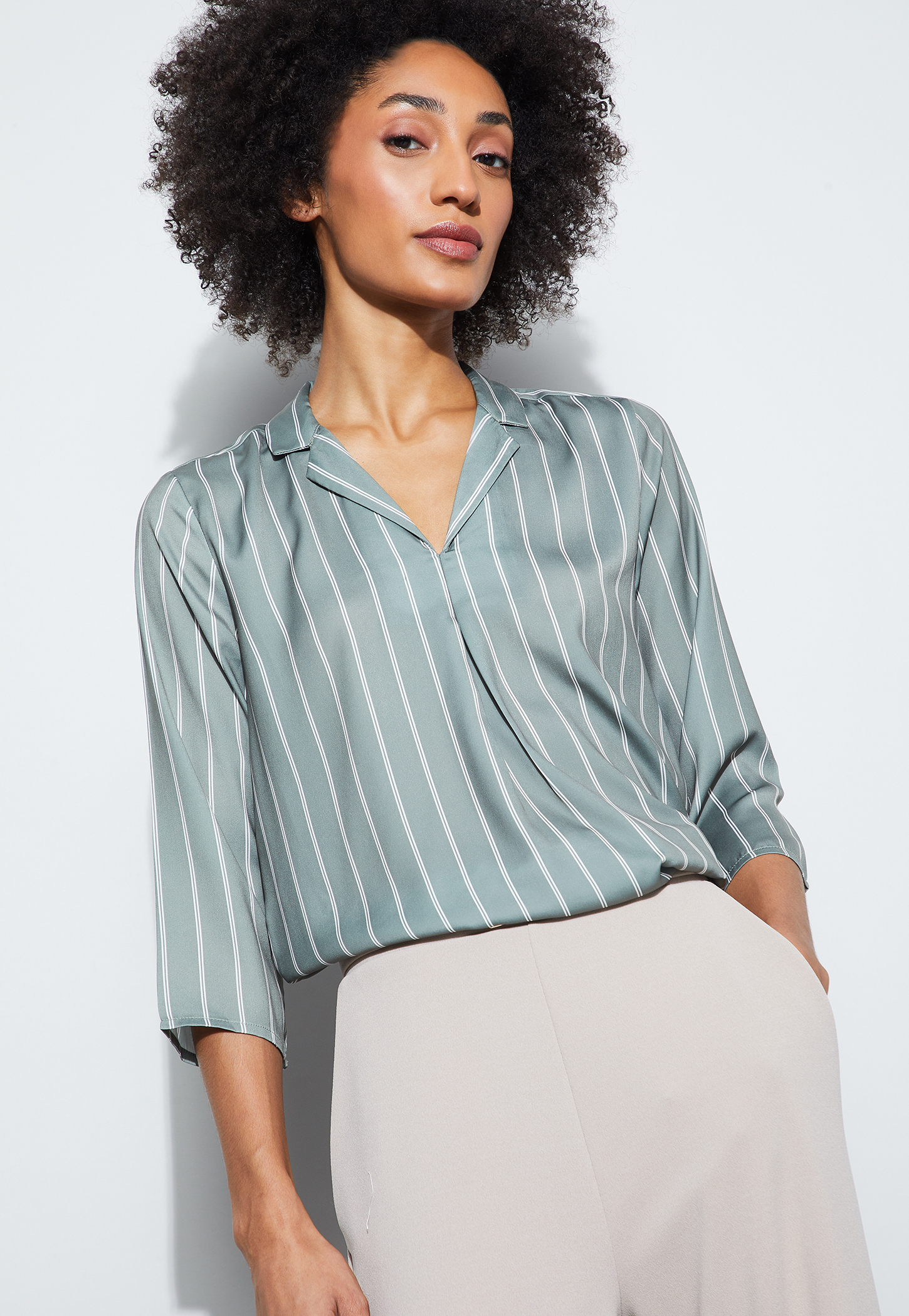 CODE CLASSIC Striped Shirt Style Top-picture-12