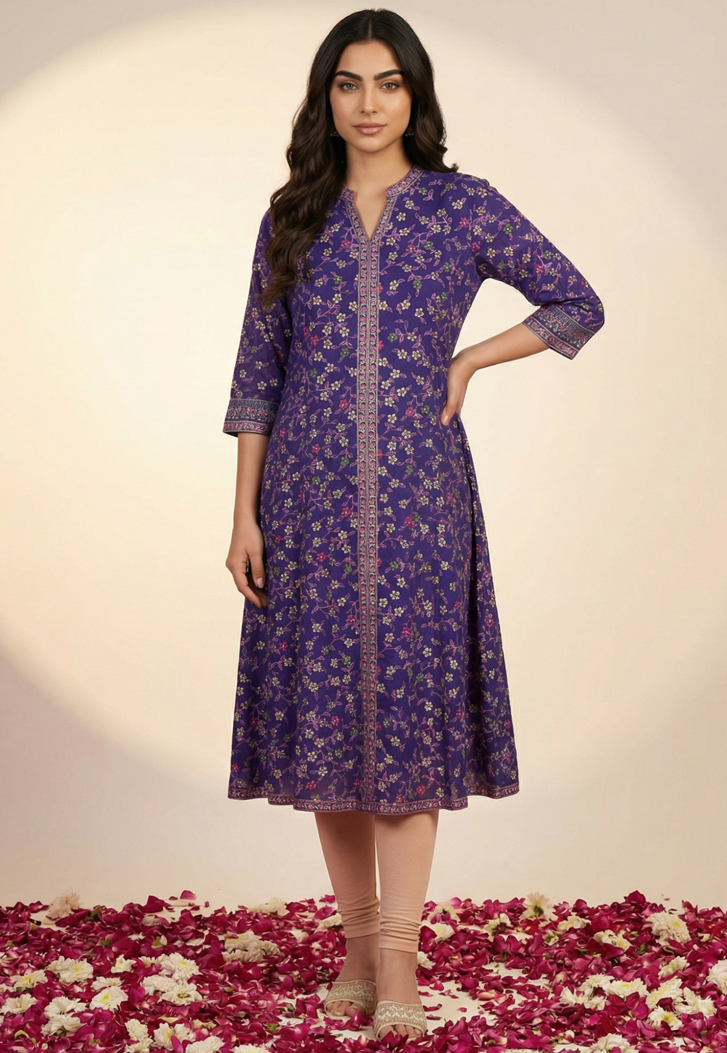 AURELIA Floral Print Anarkali Kurta-image-22