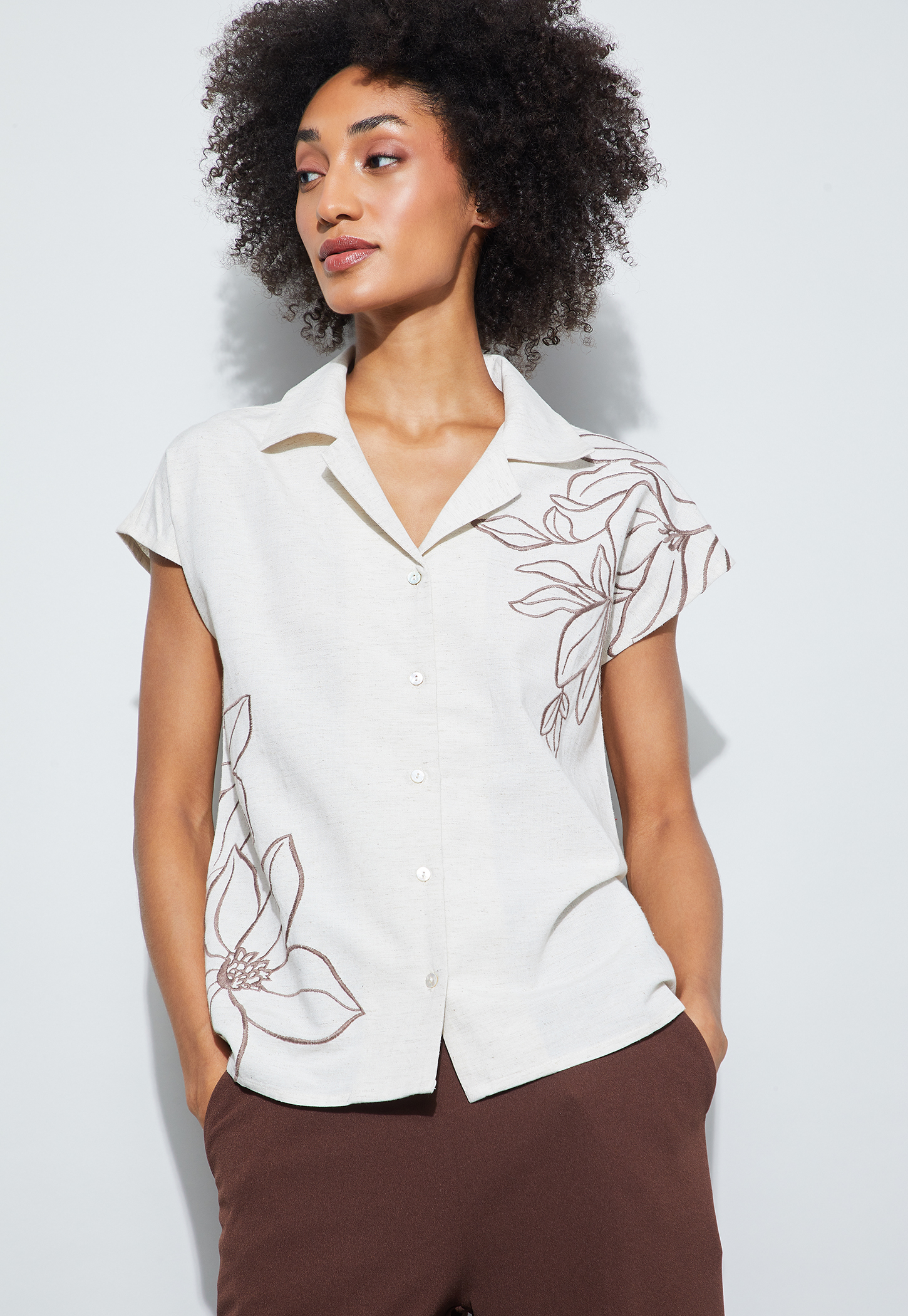 CODE Floral Embroidered Shirt-picture-18