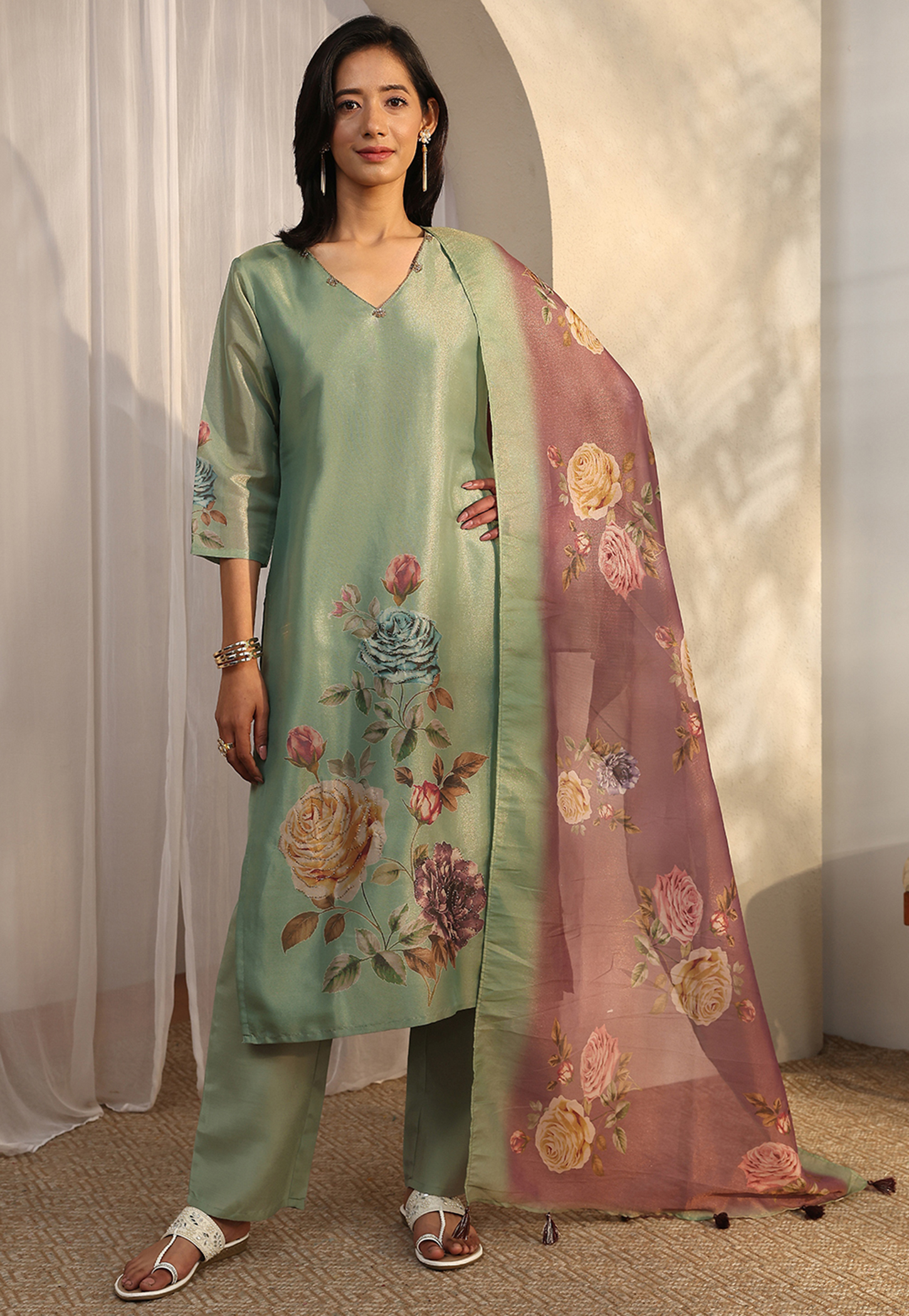 LIBAS Floral Print Kurta Set-picture-14
