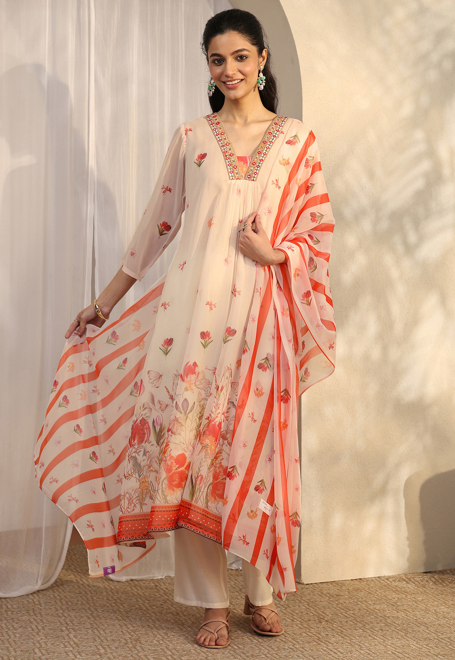LIBAS Floral Print A-Line Kurta Set-picture-14