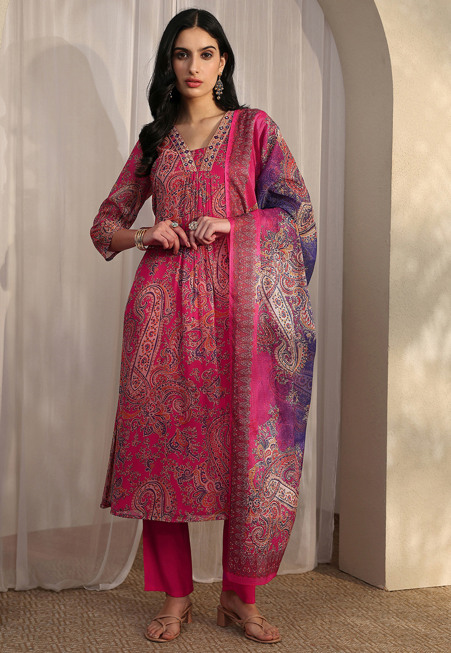 LIBAS Paisley Printed A-line Kurta Set-picture-21