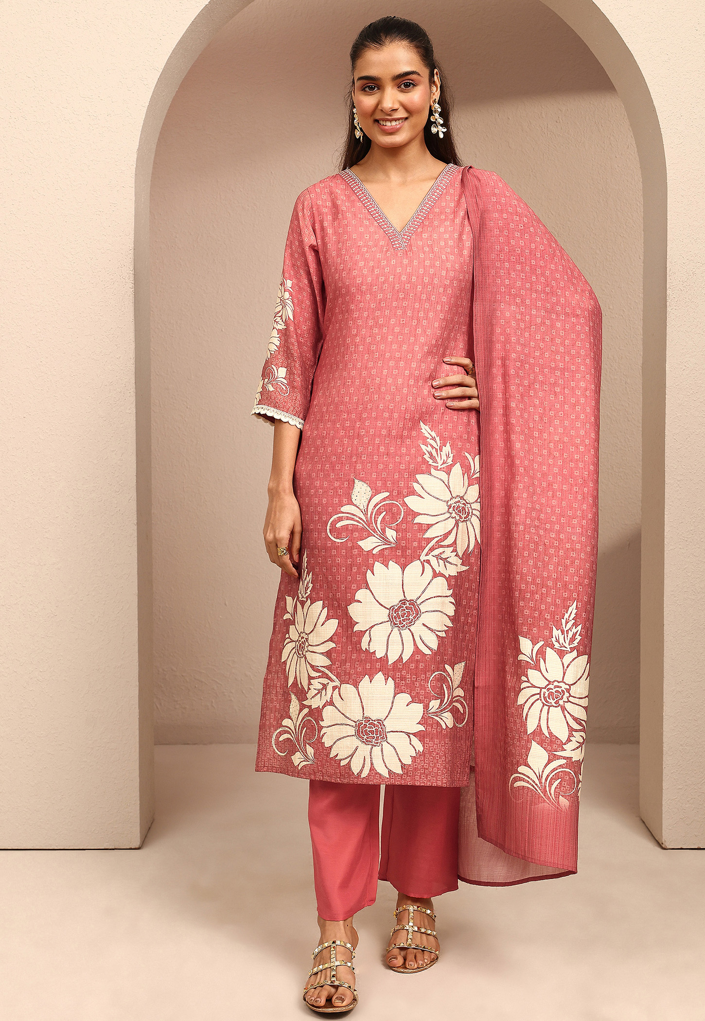 LIBAS Floral Print Straight Kurta Set-picture-10