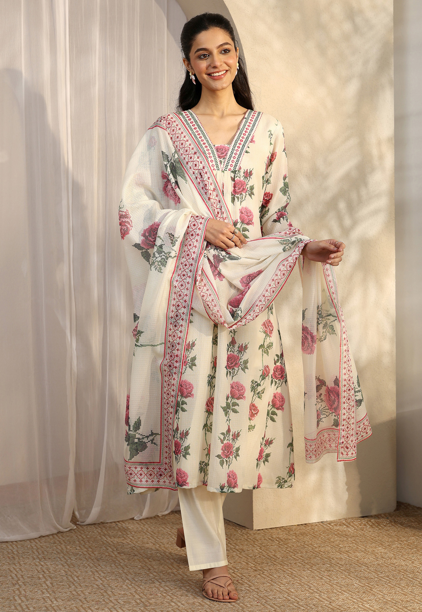 LIBAS Floral Print Straight Kurta Set-picture-14