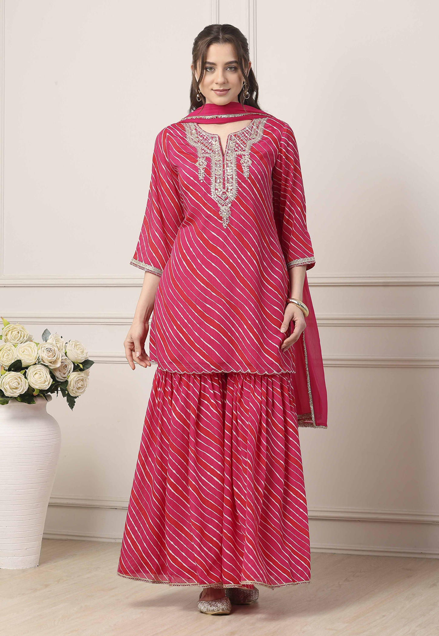 BIBA Bandhani Sharara Kurta Set-picture-14