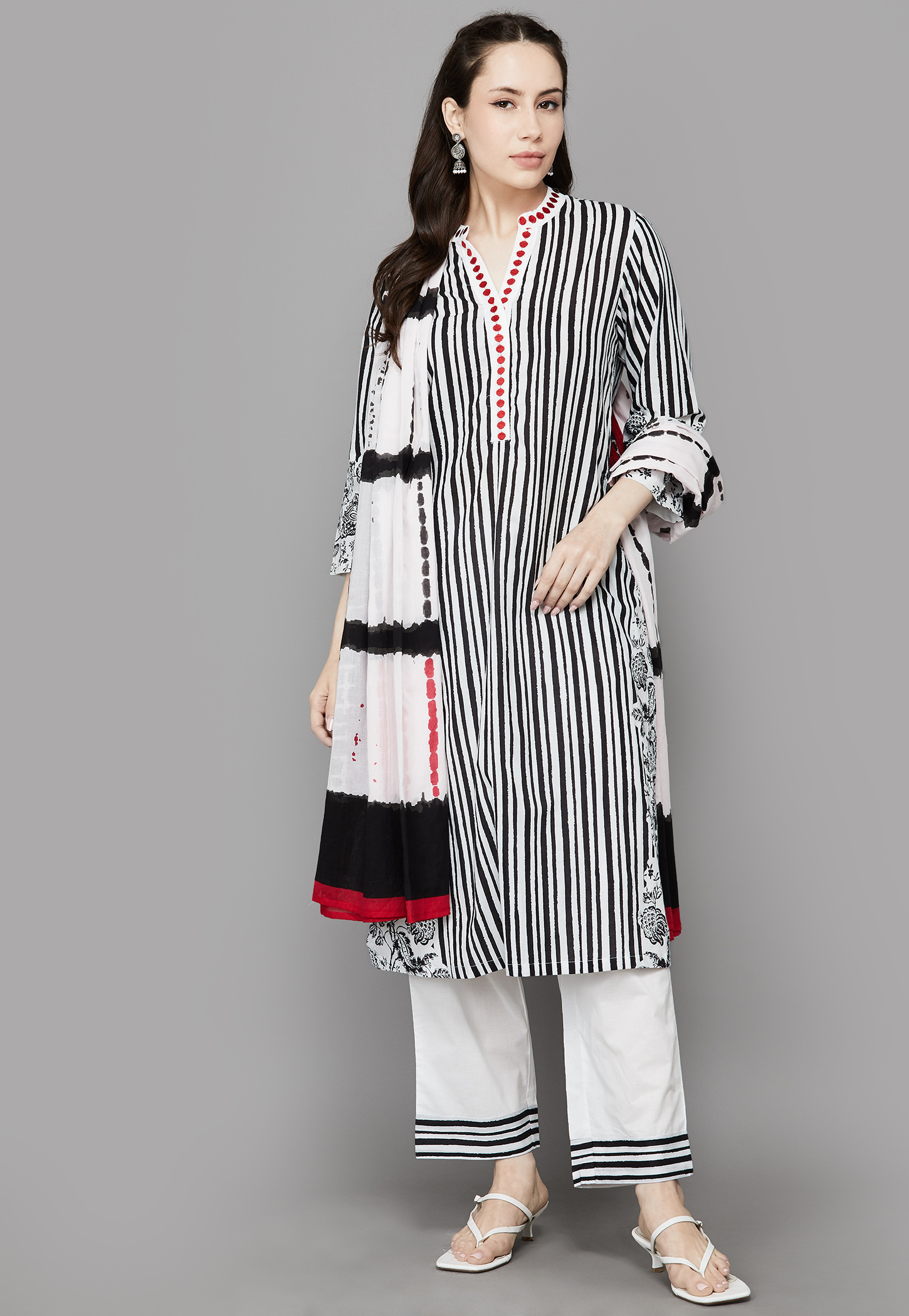 BIBA Striped Straight Kurta Set-image-11