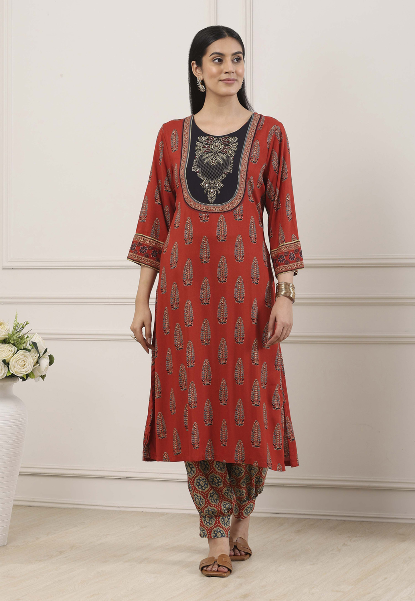 BIBA Ethnic Motif Straight Kurta Set-picture-51