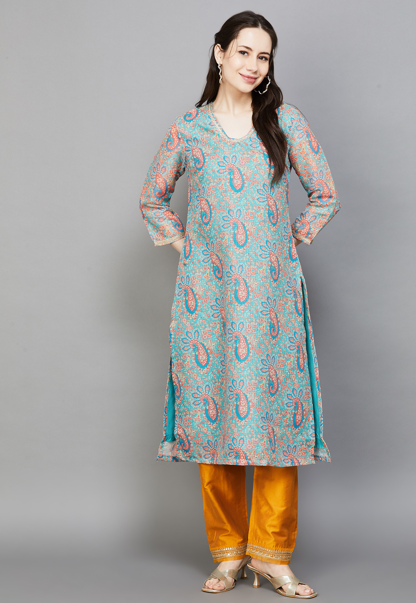 W Paisley Print Straight Kurta-picture-29