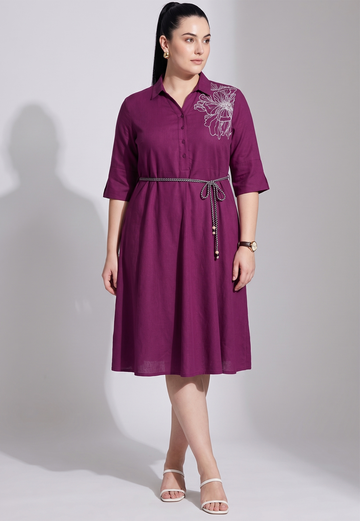 NEXUS Floral Embroidered Midi Dress-image-42