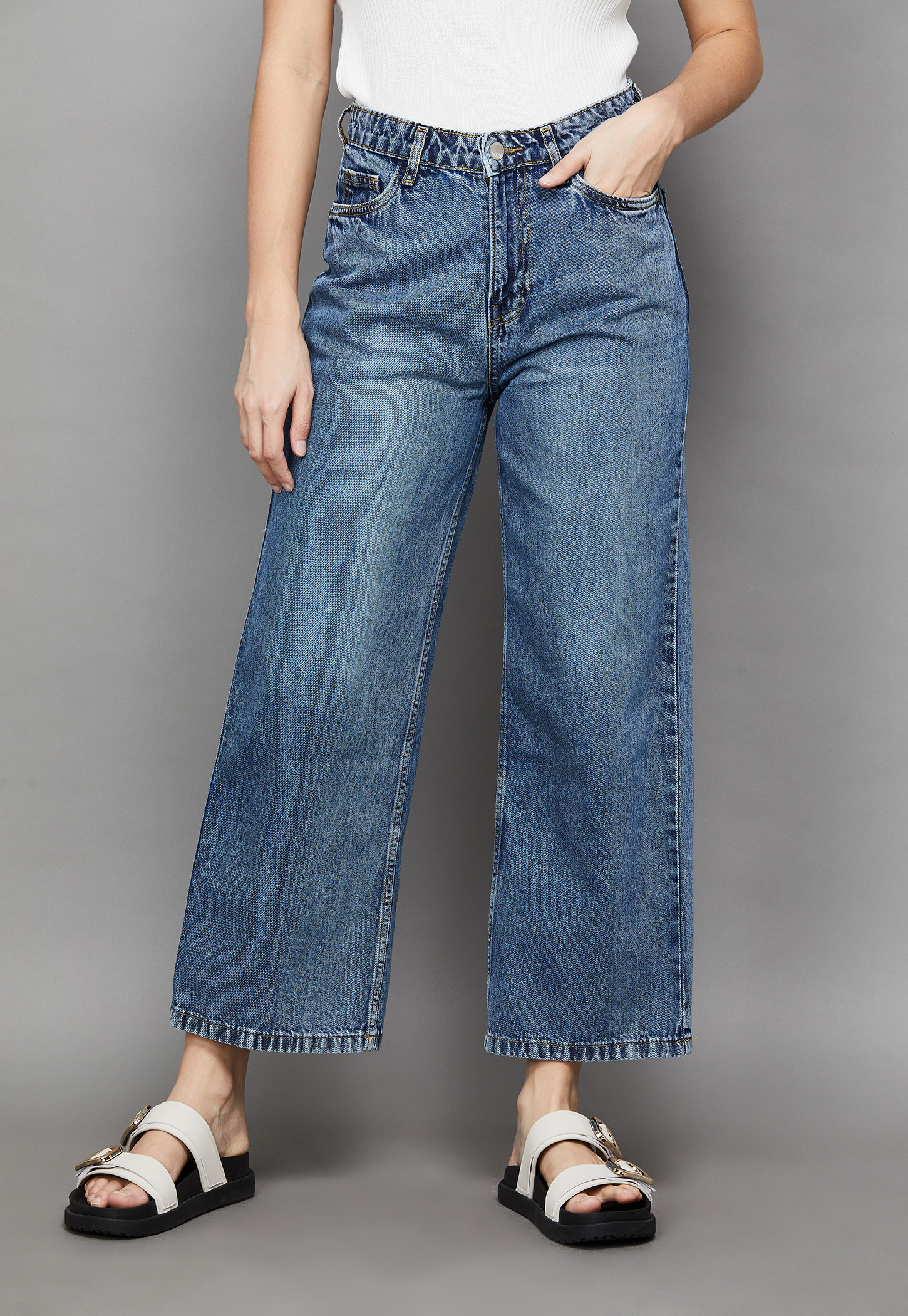 KRAUS Solid Wide Leg Jeans-picture-17
