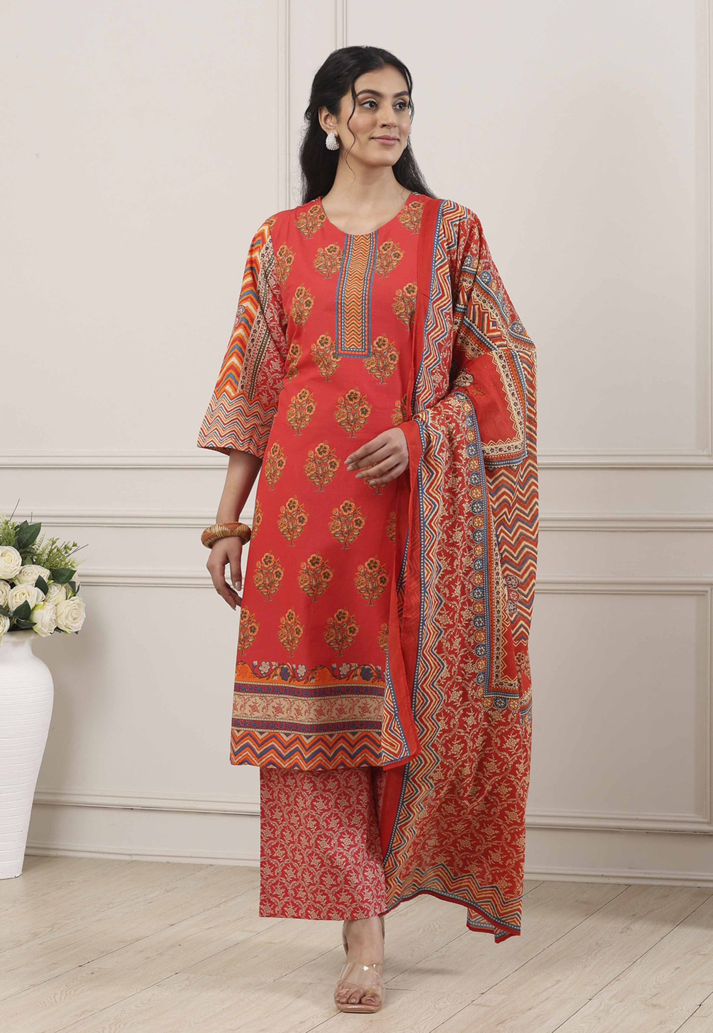BIBA Floral Print A-line Kurta Set-image-24