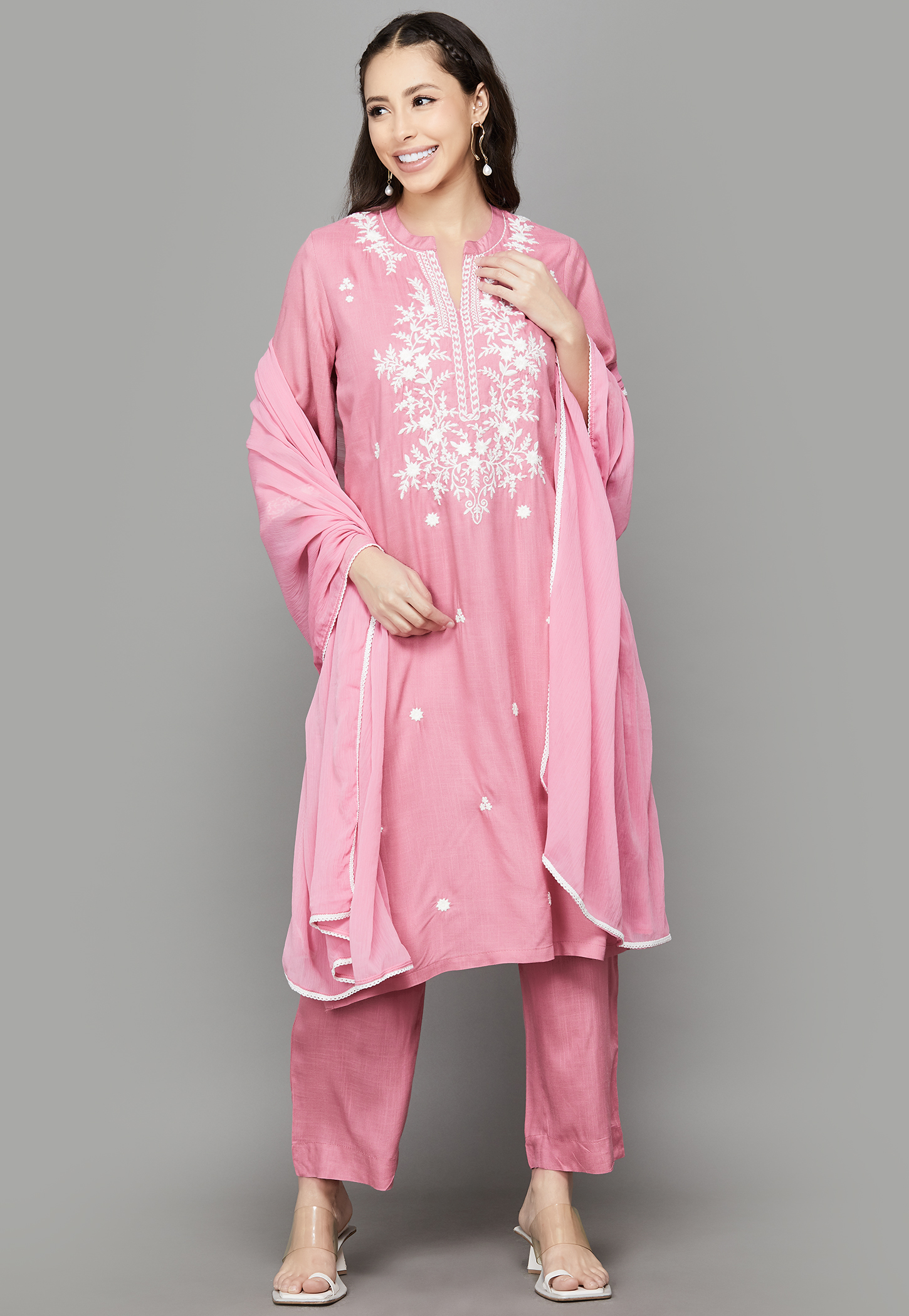 BIBA Embroidered Kurta Palazzo Set-picture-30