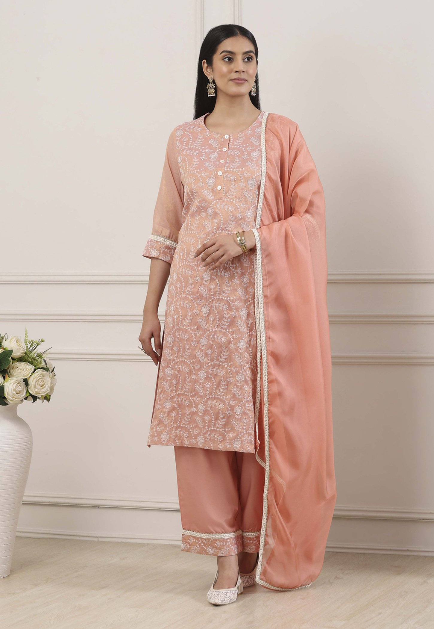 BIBA Embroidered Kurta Set-picture-24