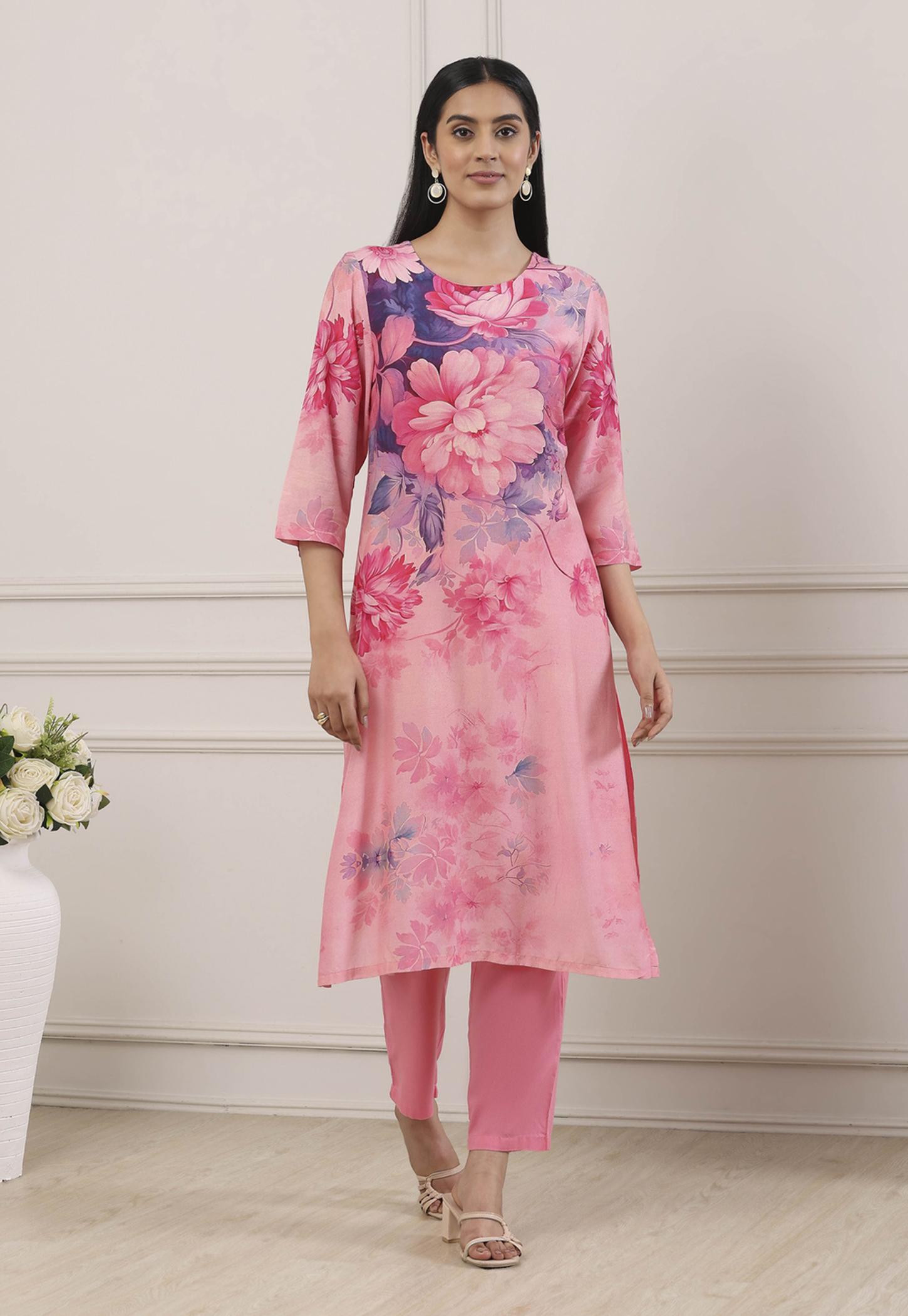 BIBA Floral Print Straight Kurta Set-image-20