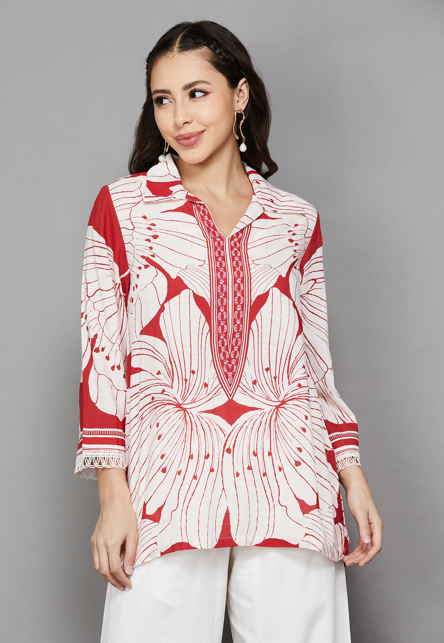 BIBA Floral Print 3/4th Sleeves Kurta-picture-52