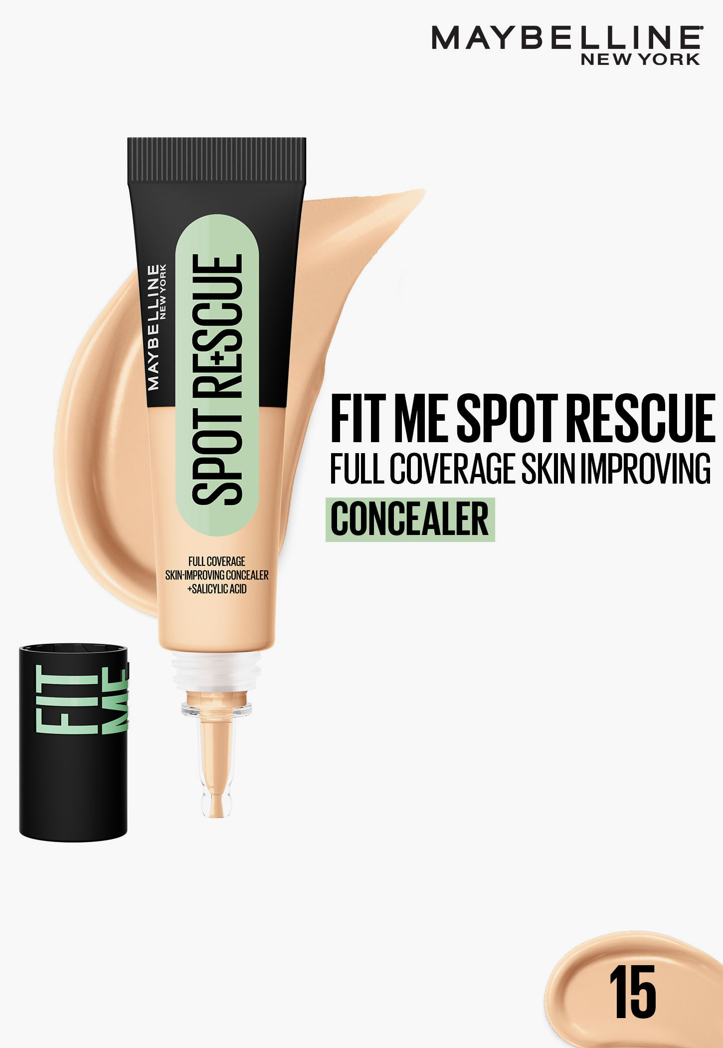 MAYBELLINE Fit Me Spot Rescue Full Coverage Concealer - Shade 15 - 15ml-picture-13