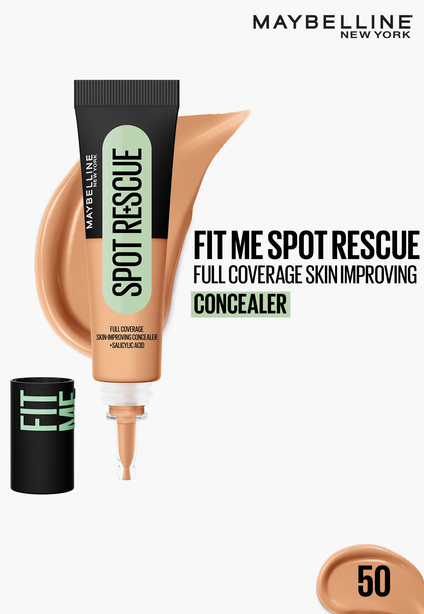 MAYBELLINE Fit Me Spot Rescue Full Coverage Concealer - Shade 50 - 15 ml-image-12
