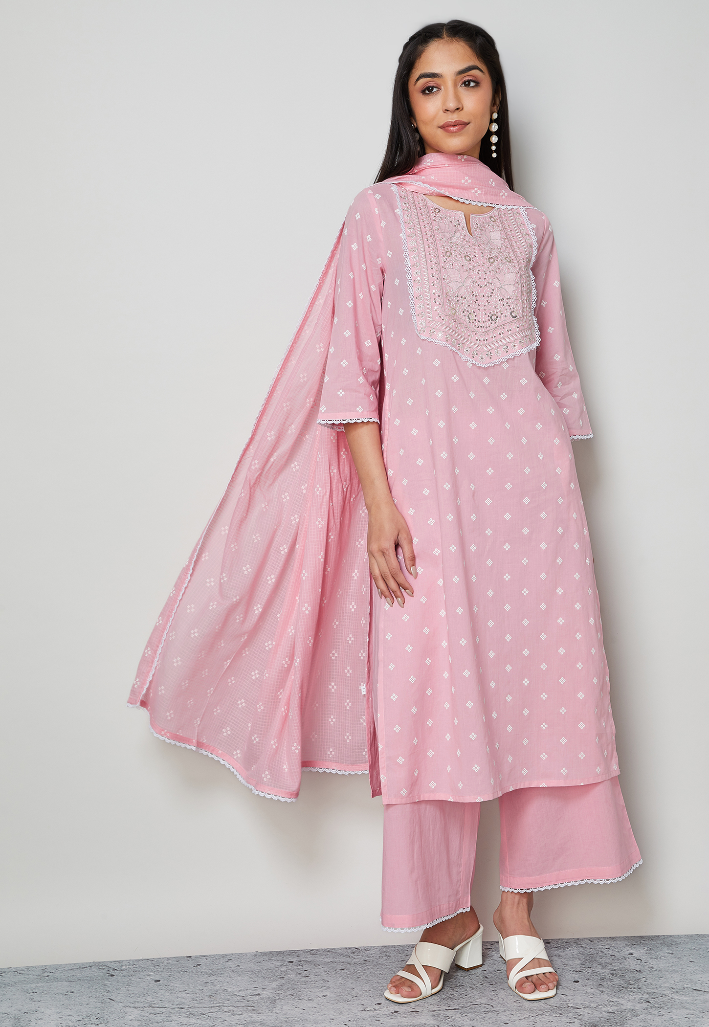 MELANGE Embroidered Yoke Straight Kurta Set-picture-45