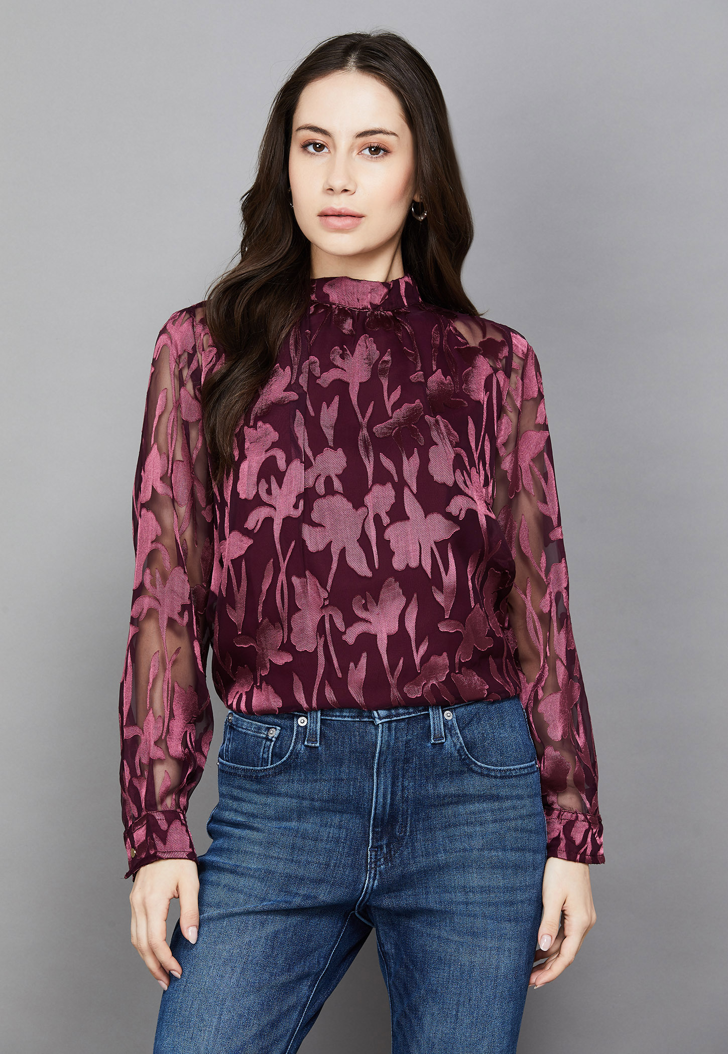 AND Floral Self-Design Sheer Top-picture-27