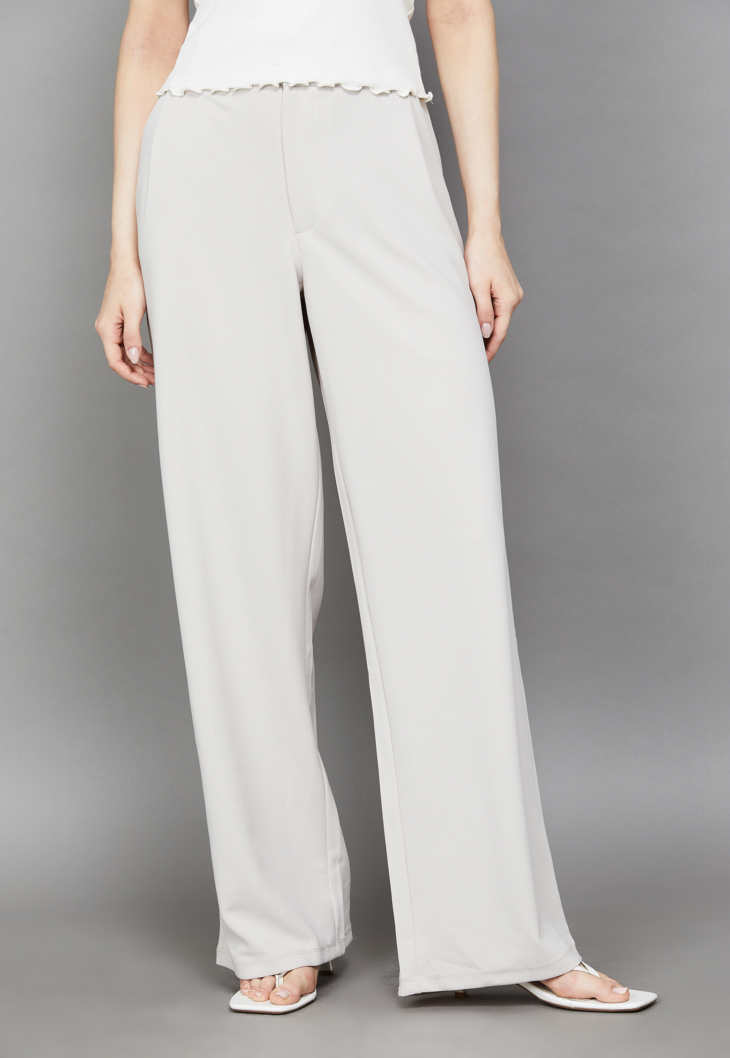 ONLY Solid Flat Front Trousers-image-2