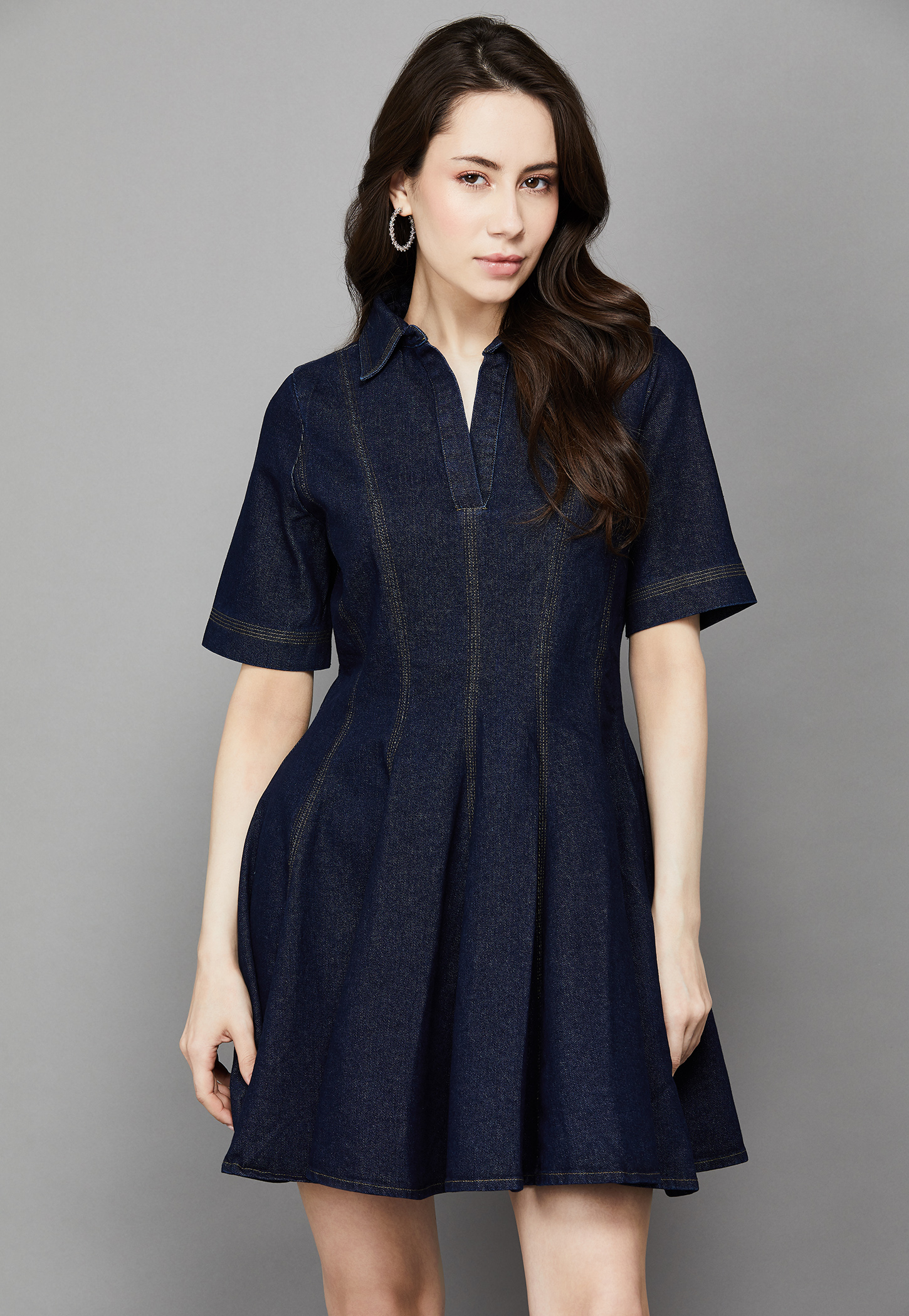 ONLY Solid Fit & Flare Dress-image-37