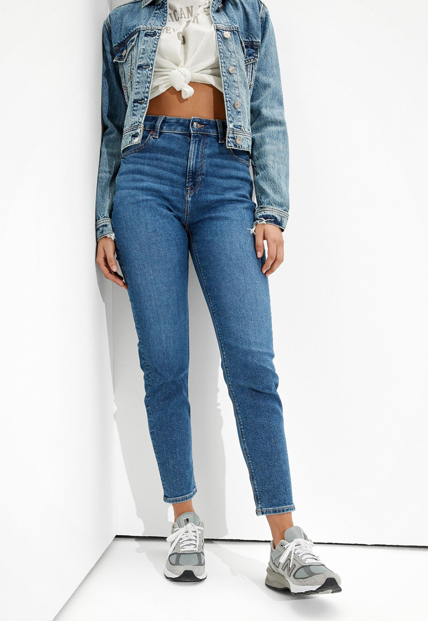 AMERICAN EAGLE Solid Mom Fit Jeans-picture-15