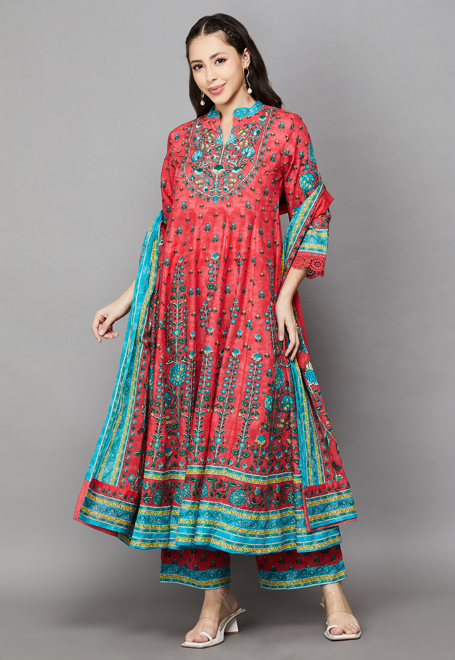 BIBA Embroidered A-Line Kurta Set-image-8