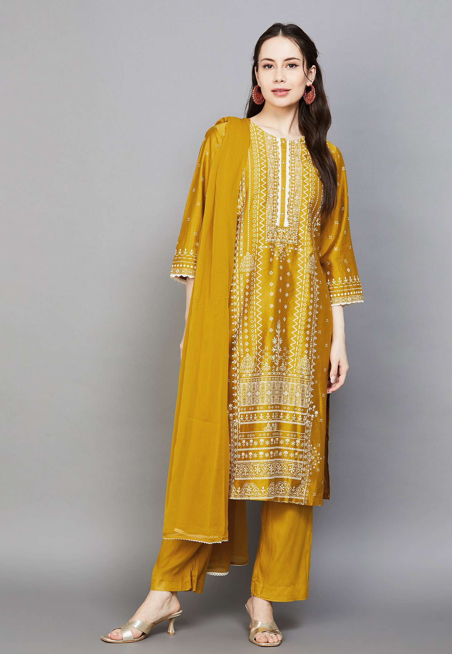 BIBA Ethnic Motif Straight Kurta Set-picture-33