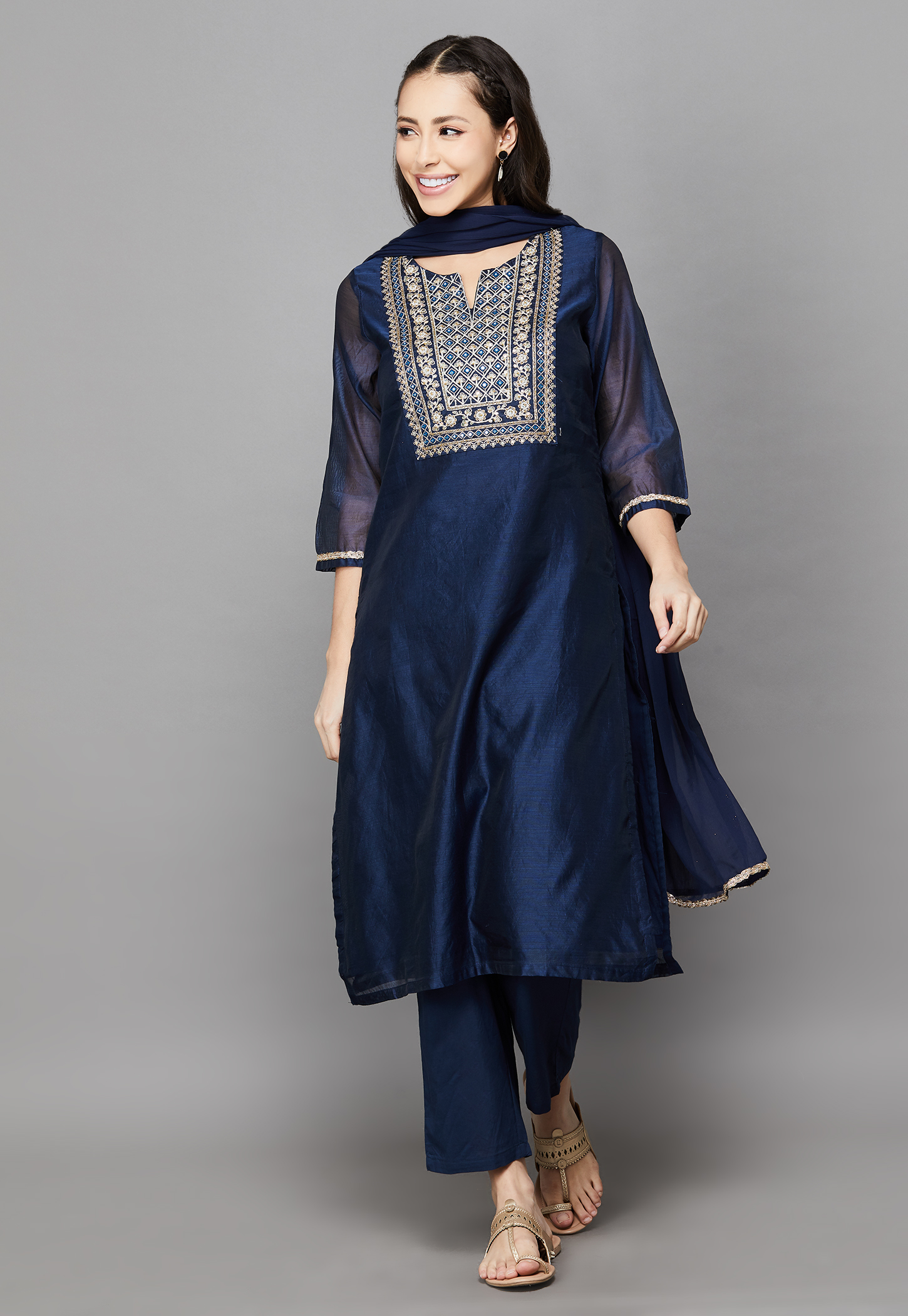 BIBA Embroidered Straight Kurta Set-picture-33