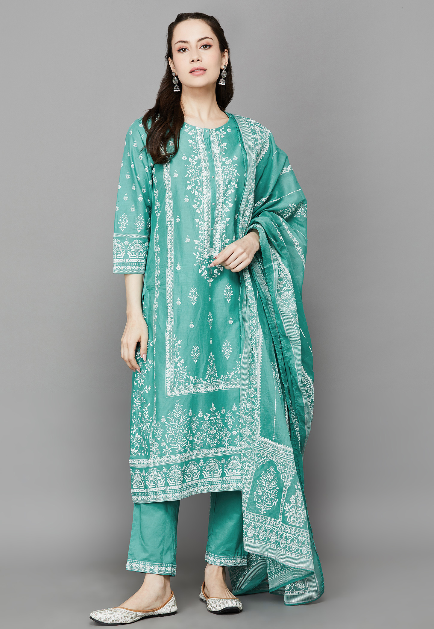 BIBA Ethnic Motif Straight Print Kurta Set-picture-18