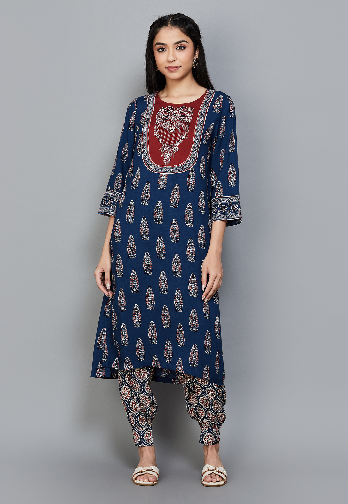 BIBA Ethnic Print Straight Kurta Set-picture-47