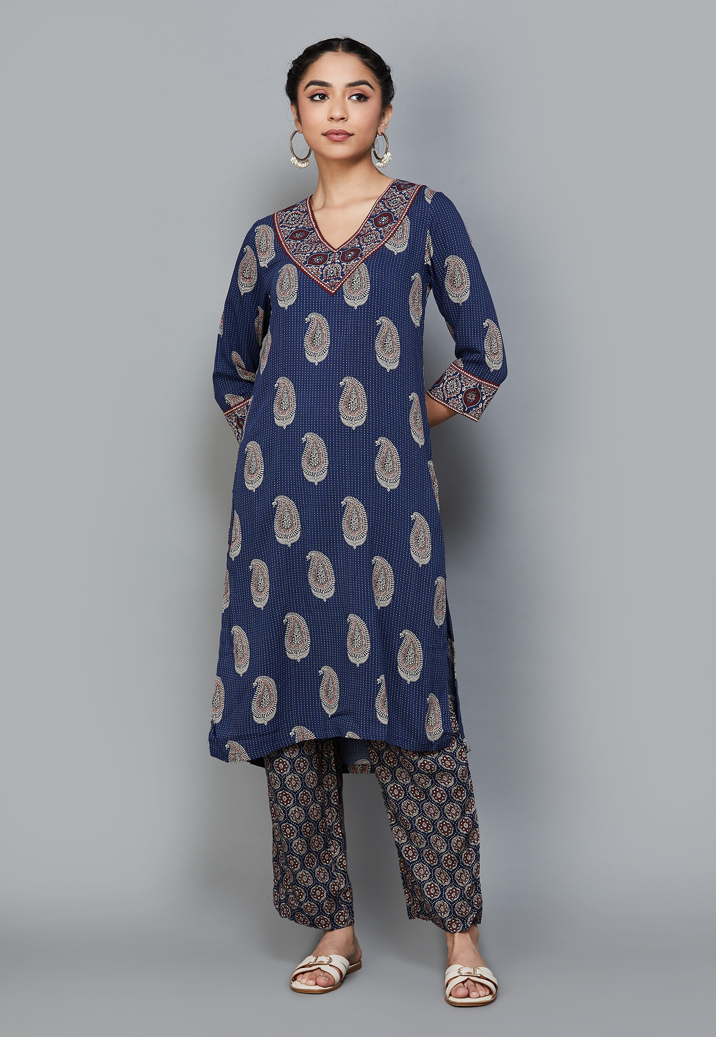 BIBA Paisley Print Straight Kurta Set-picture-18