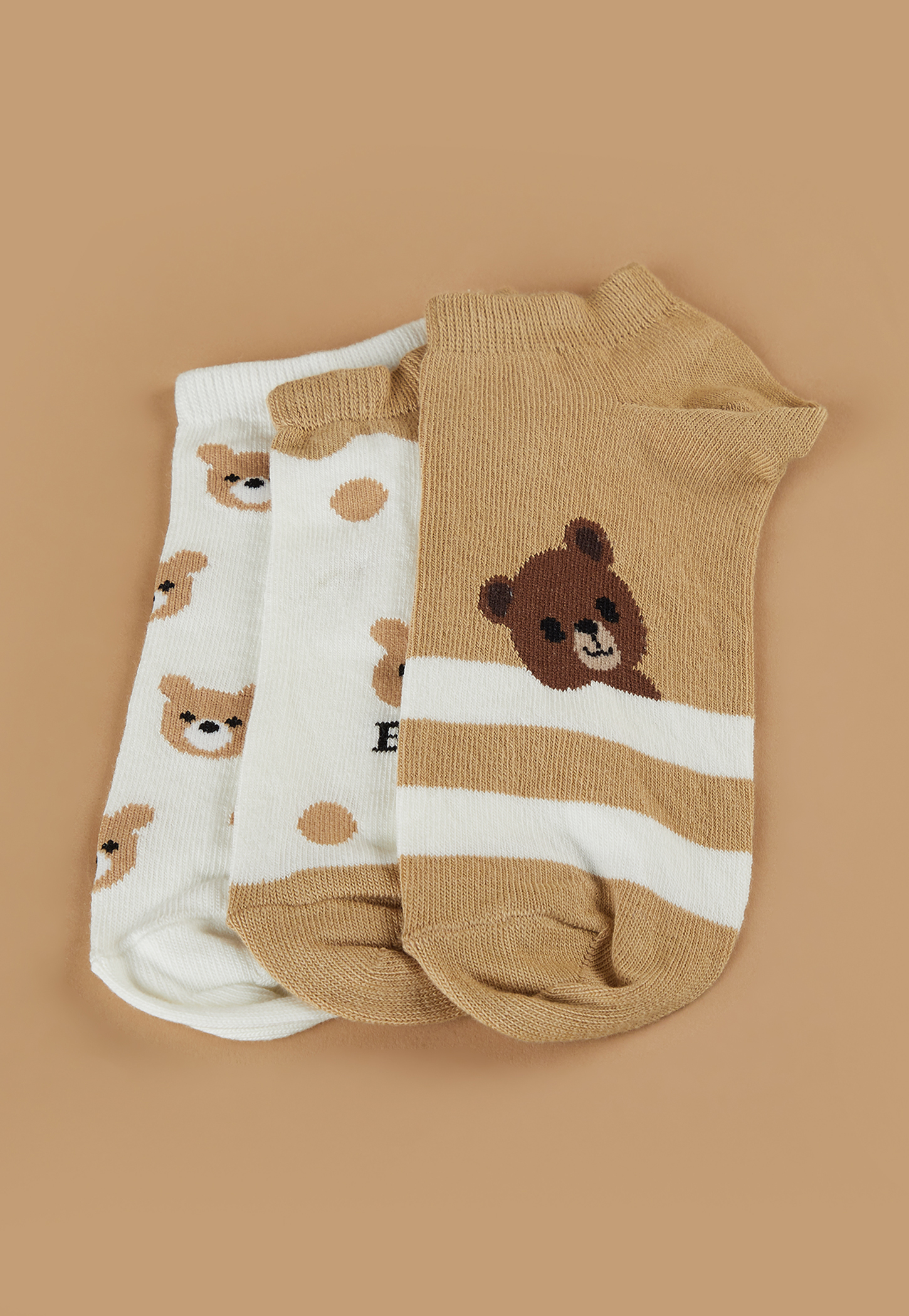GINGER Bear No Show Socks - Pack 3-picture-31