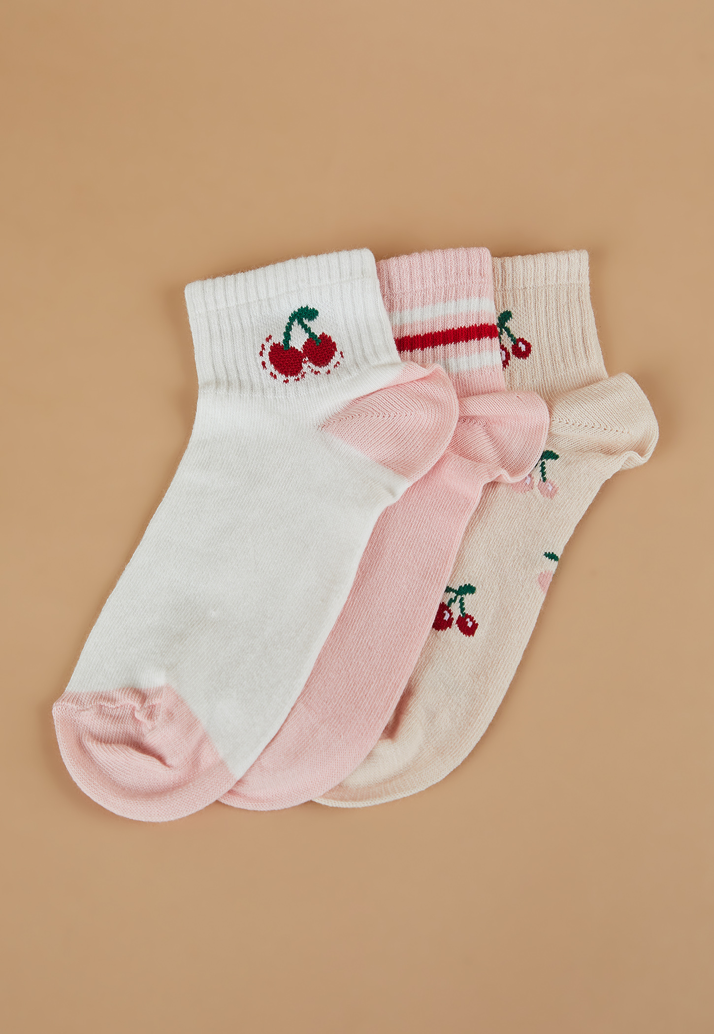 GINGER Cherry Ankle Length Socks - Pack of 3-picture-42