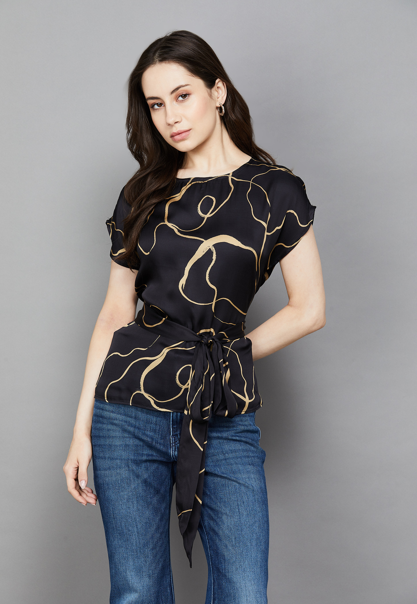 AND Abstract Print Tie-Up Neck Top-picture-24