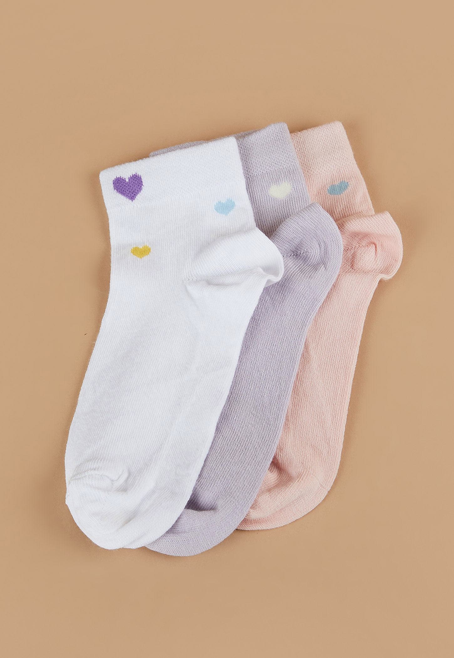 GINGER Heart Design Ankle Length Socks - Pack of 3-picture-51