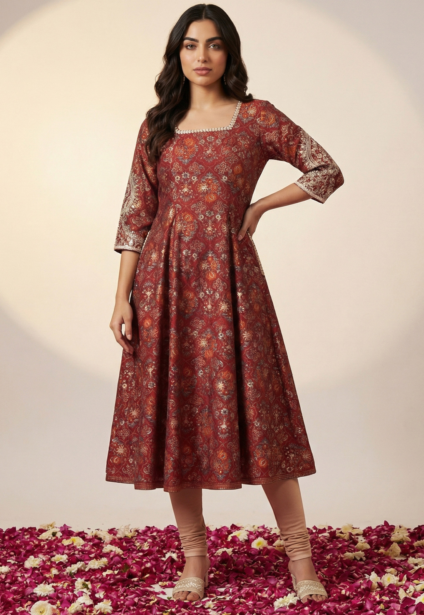 AURELIA Ethnic Motif Flared Kurta-image-9