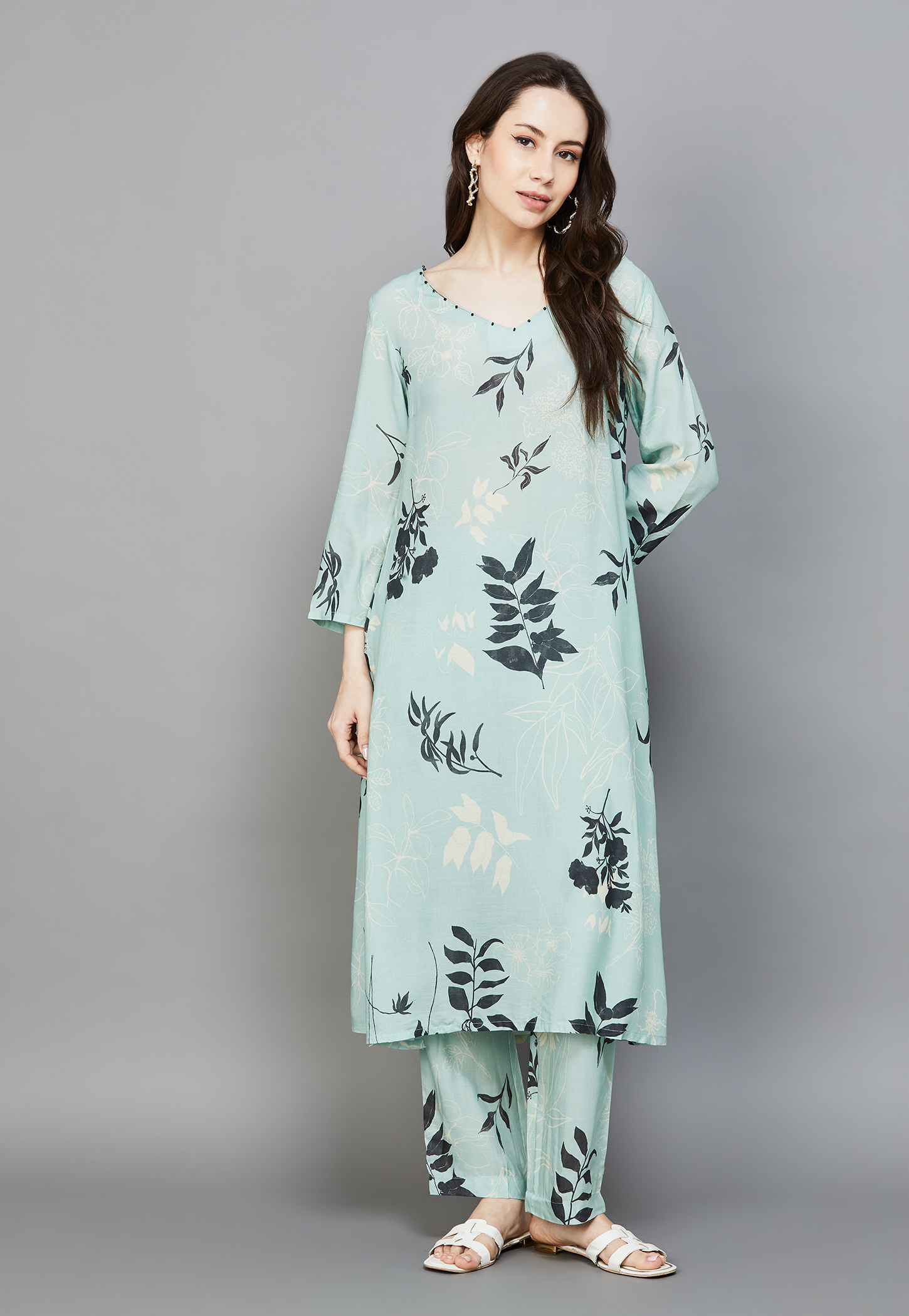 W Floral Print Straight Kurta Set-picture-12