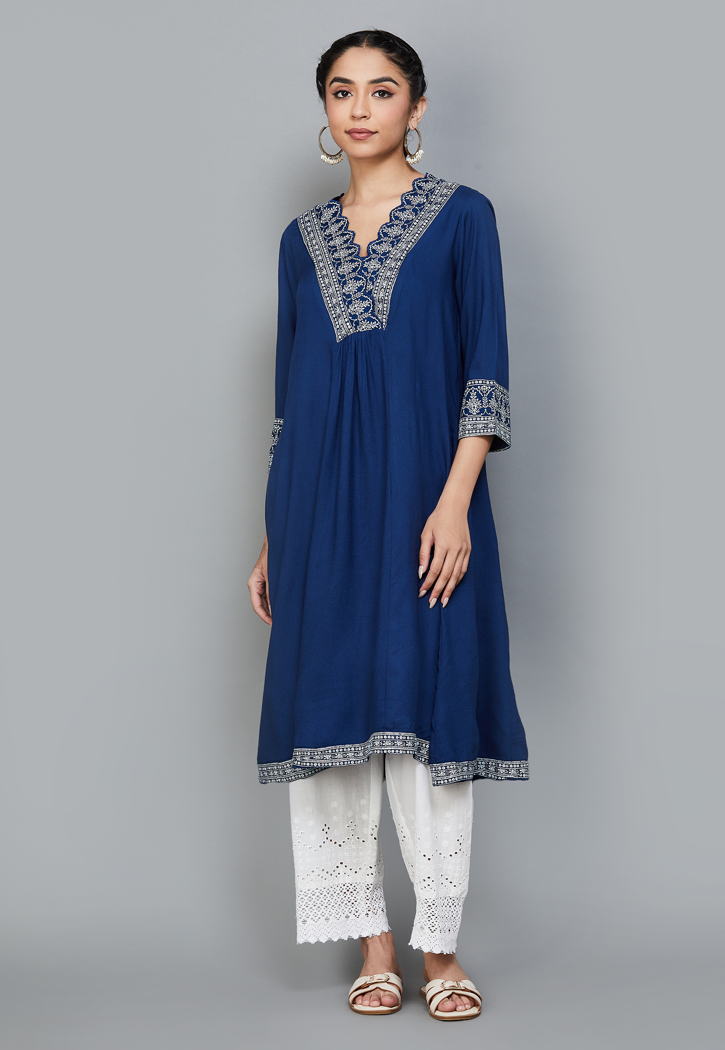 BIBA Embroidered A-Line Kurta-image-13