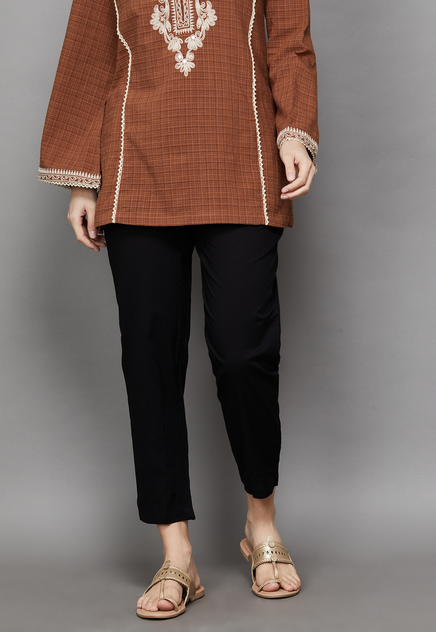 BIBA Solid Straight Pants-picture-26