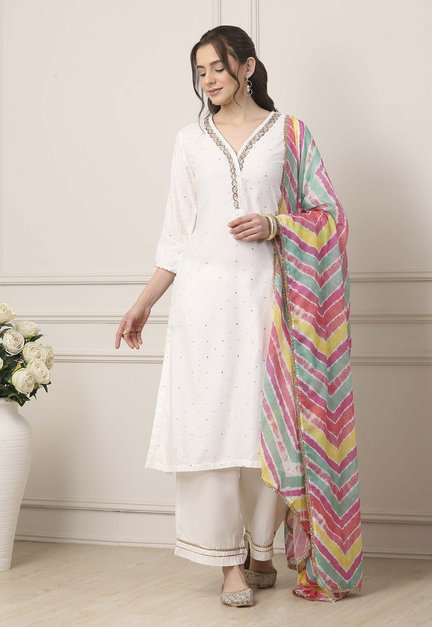 BIBA Embroidered Kurta Palazzo Set-picture-31