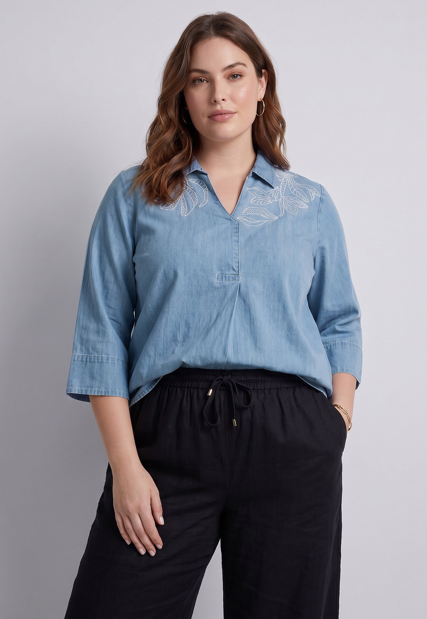 NEXUS Embroidered Detail Shirt Style Top-image-22