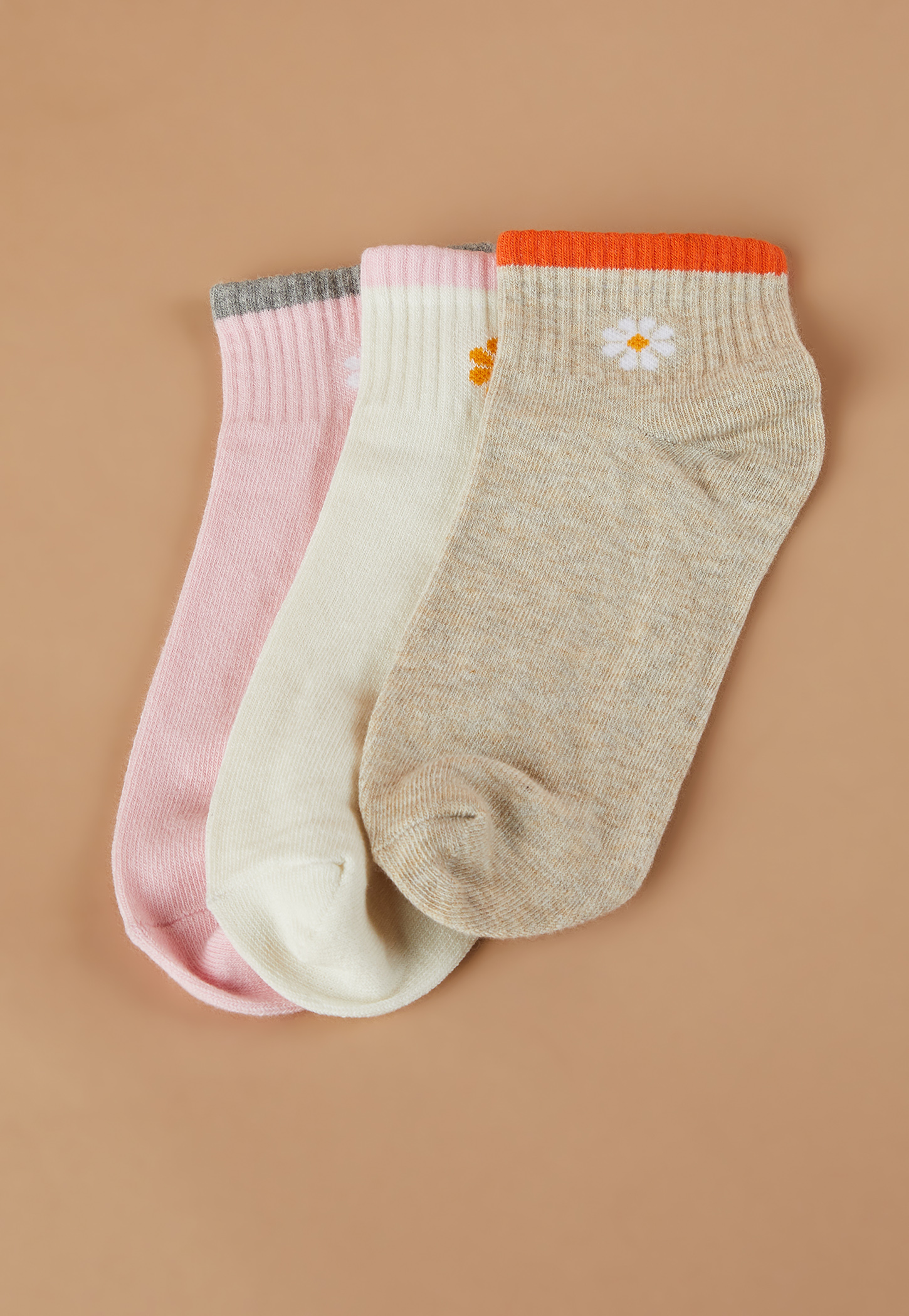 GINGER Floral Print Ankle Length Socks - Pack of 3-picture-32