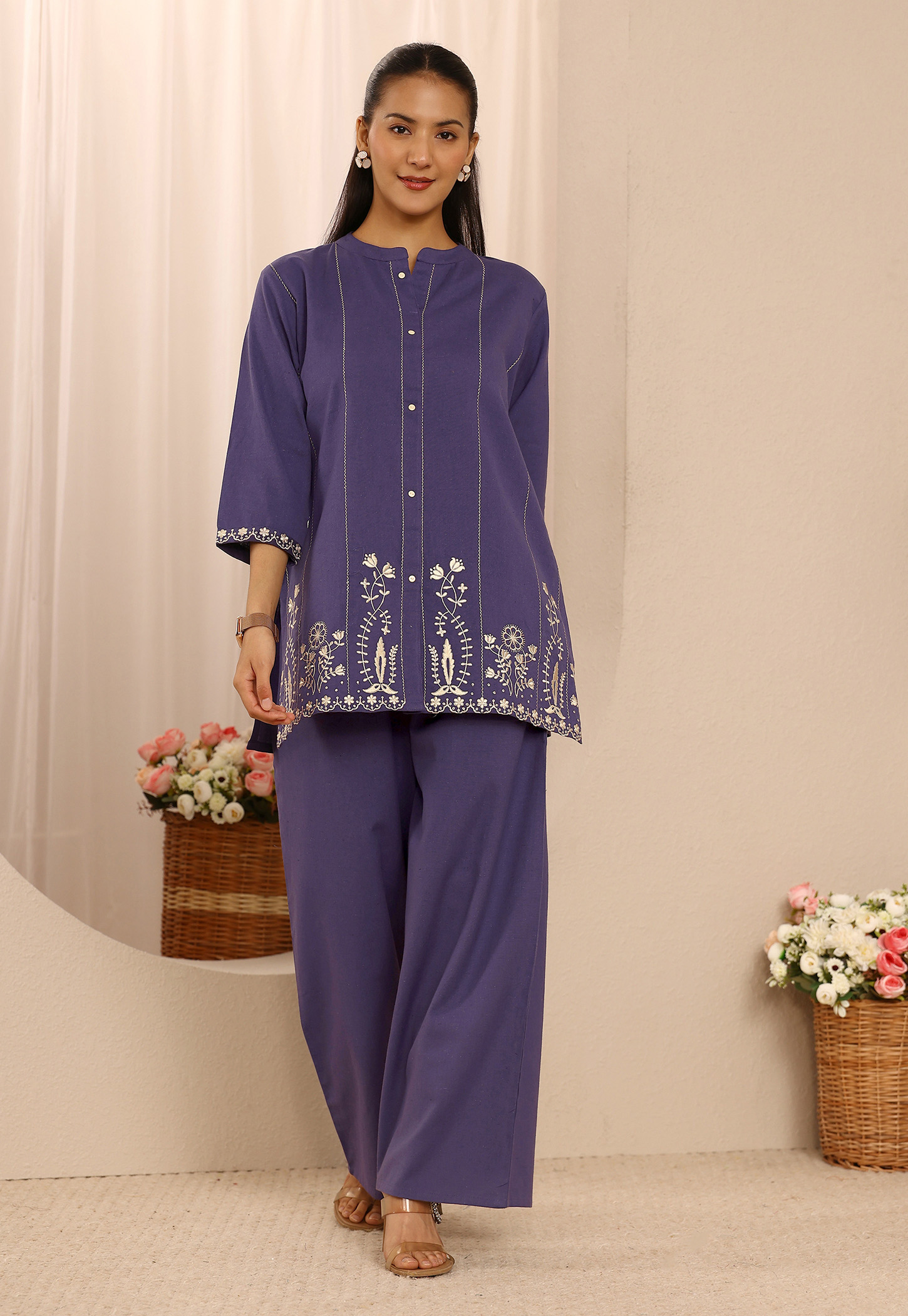 LIBAS Embroidered Kurti Palazzo Set-picture-12